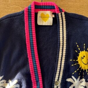 Kerri Rosenthal Navy Cardigan with Pink Trim